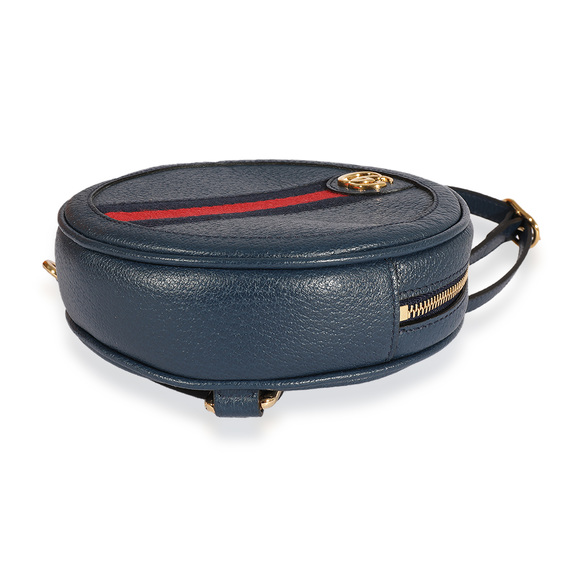 Gucci Navy Calfskin Ophidia Mini Round Backpack - Picture 6 of 7